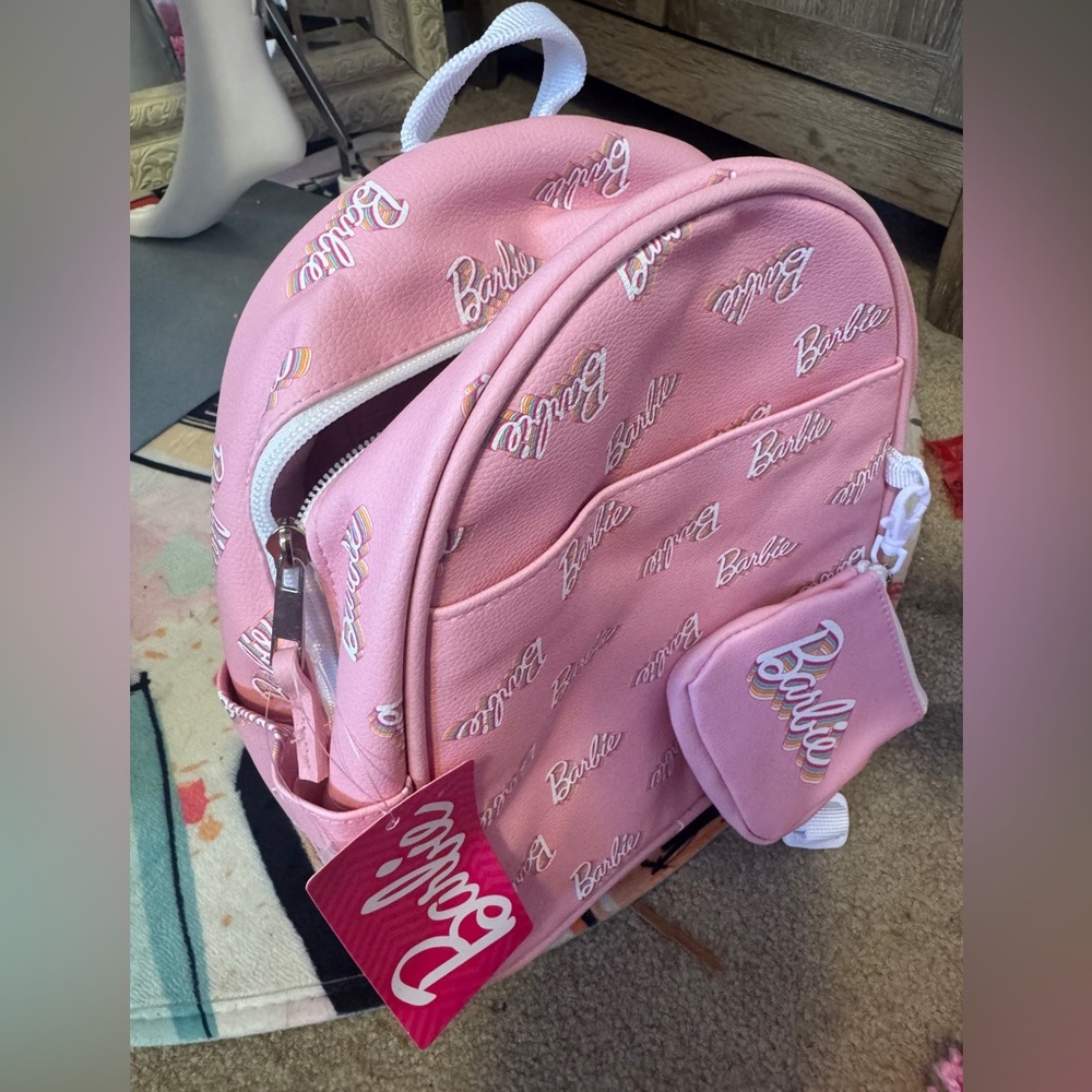 Mattel ‘barbie’ pink faux leather mini zipper backpack & coin purse set - Picture 11 of 11